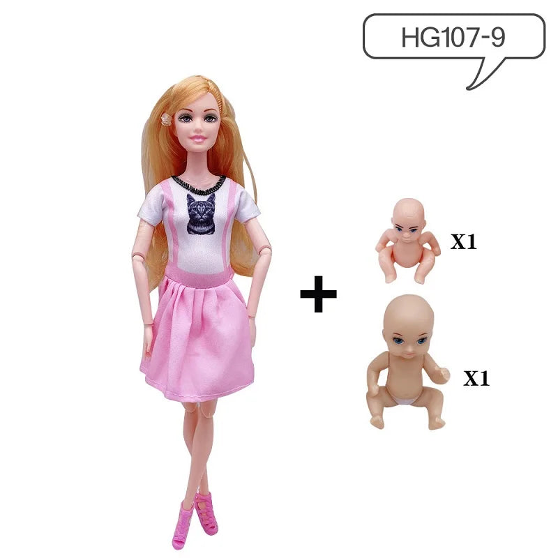Hot Sale 11.5 Inches Pregnant Doll Mom Have 2Pcs Baby in Her Tummy with 1Pc Clothes Educational Dolls Girl Toy for Girl Gift