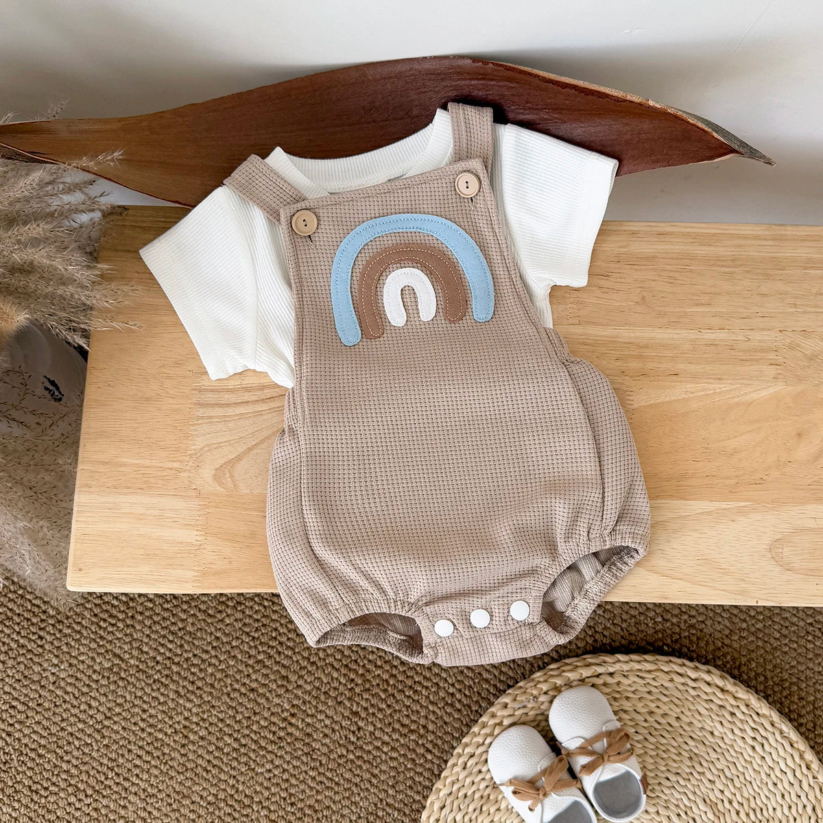 Waffle Rainbow Romper Set