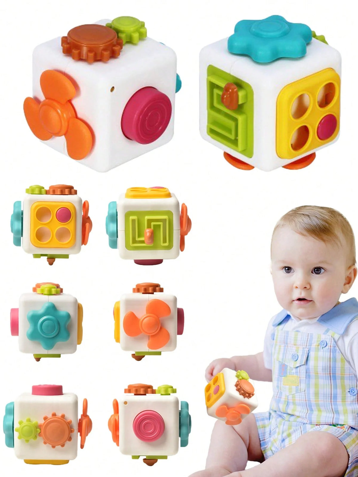 6 in 1 Montessori Educational Toys Sensory Busy Board Baby Practice Skills