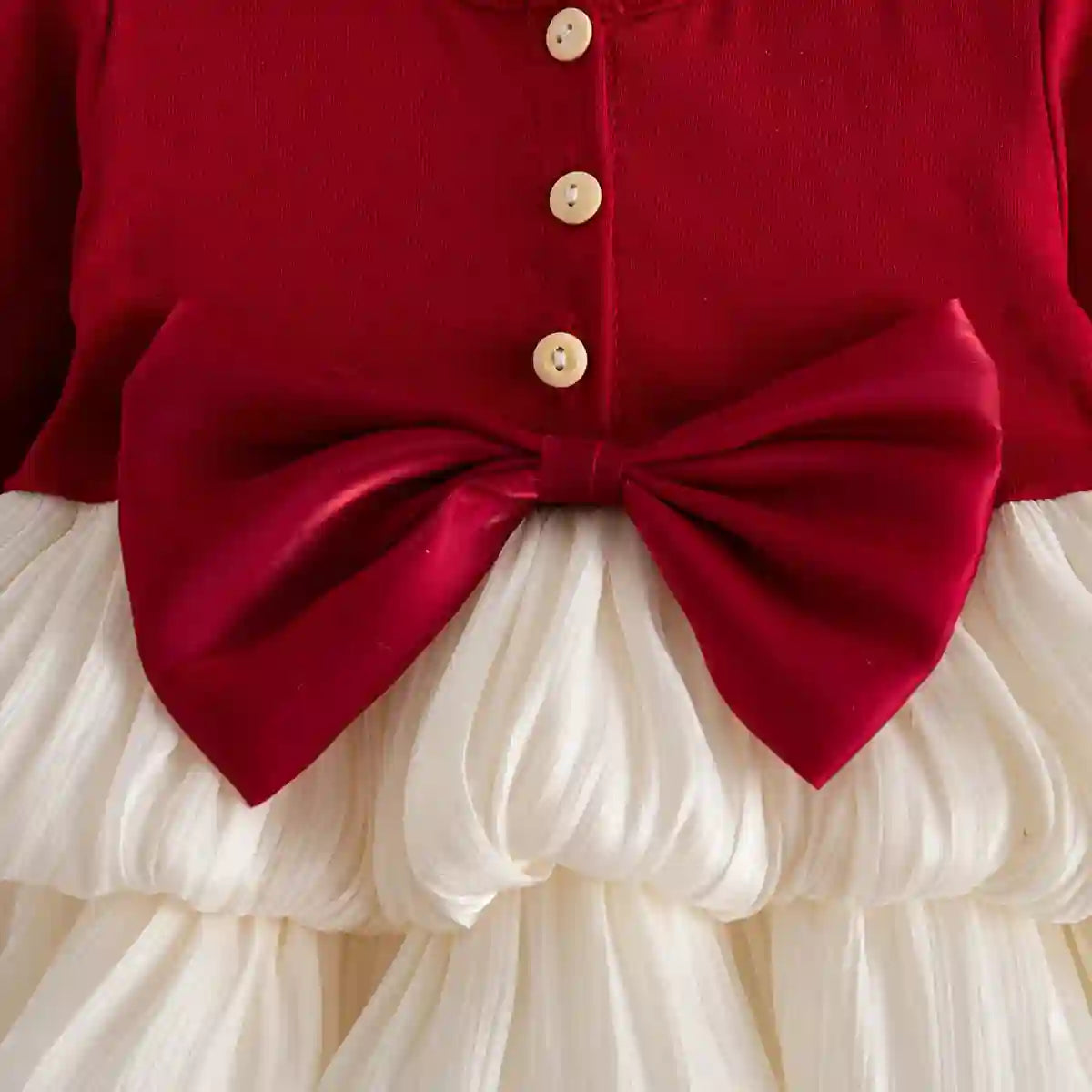 Sasha Spring And Autumn New Red Bow Baby Girl Dress