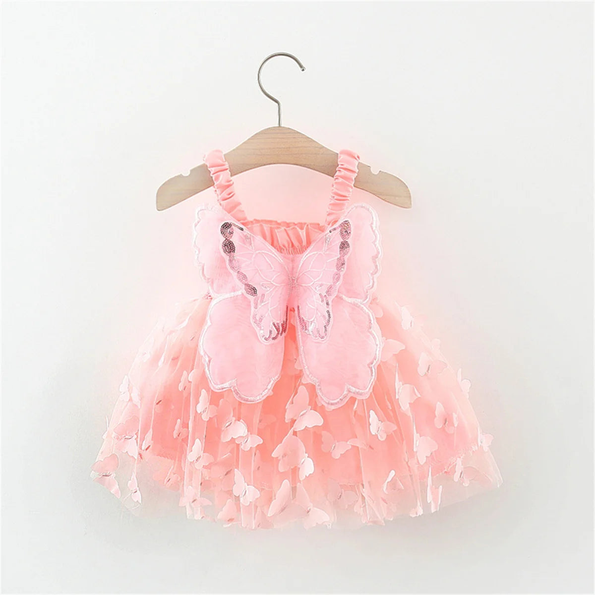Baby Girl Party Dress Princess Birthday Dress Back Bow Wing Embroidery