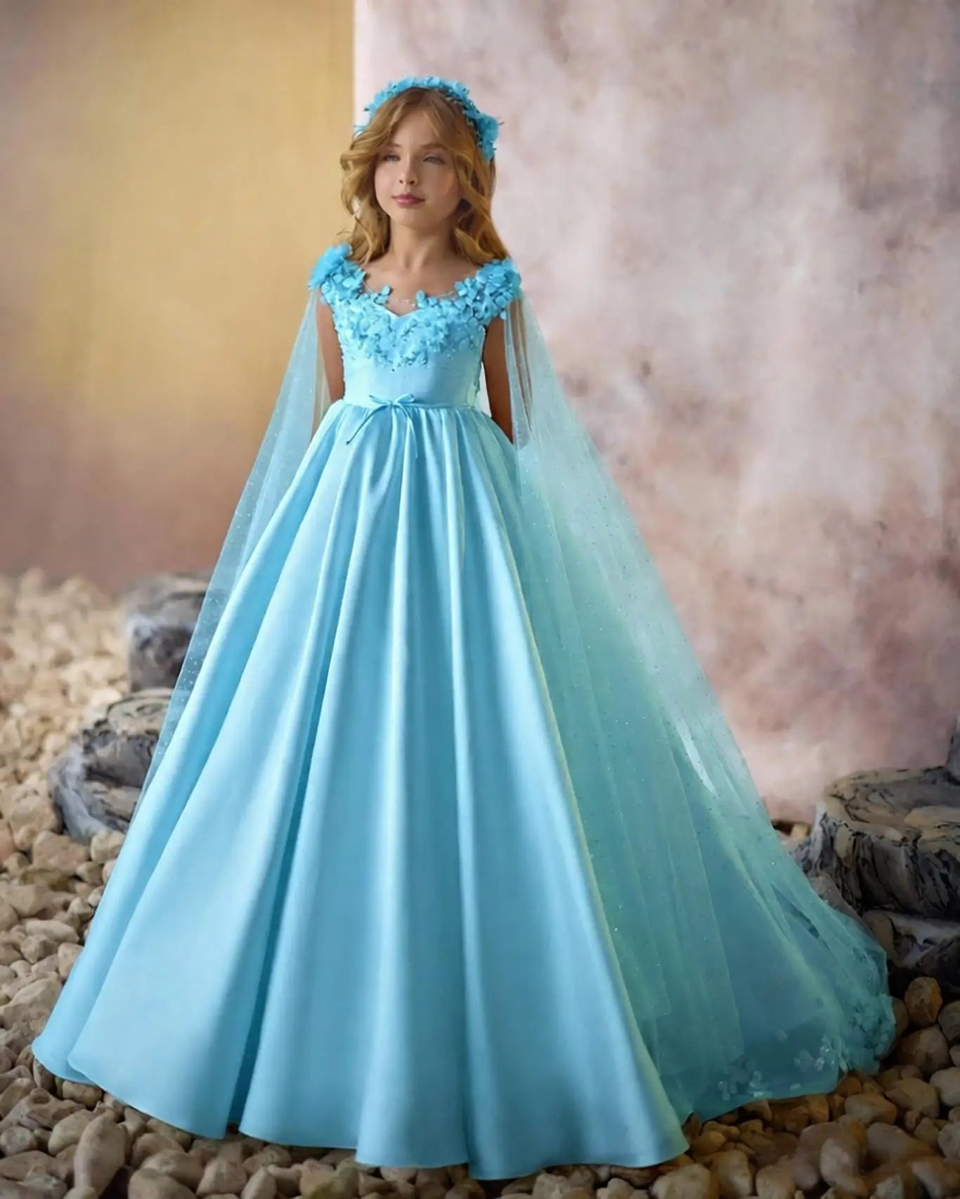 Elegant White Flower Girl Dresses With Wrap Customized Appliqued Litter Girls