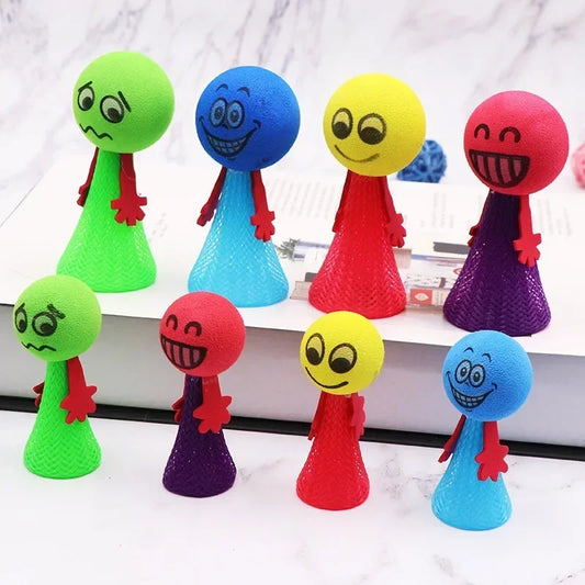 5Pcs/Pack Educational Jumping Doll Bounce Ball Toys Engaging Push & Down Expression Game