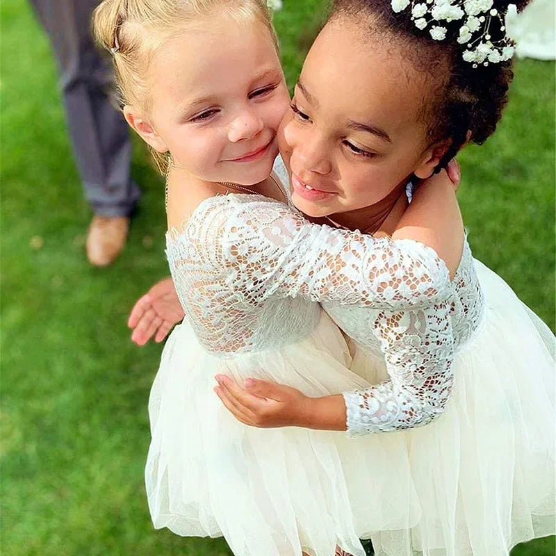 Elegant Festival Dress Lace Vacation Dress for Girls 6m To 12 Years Old