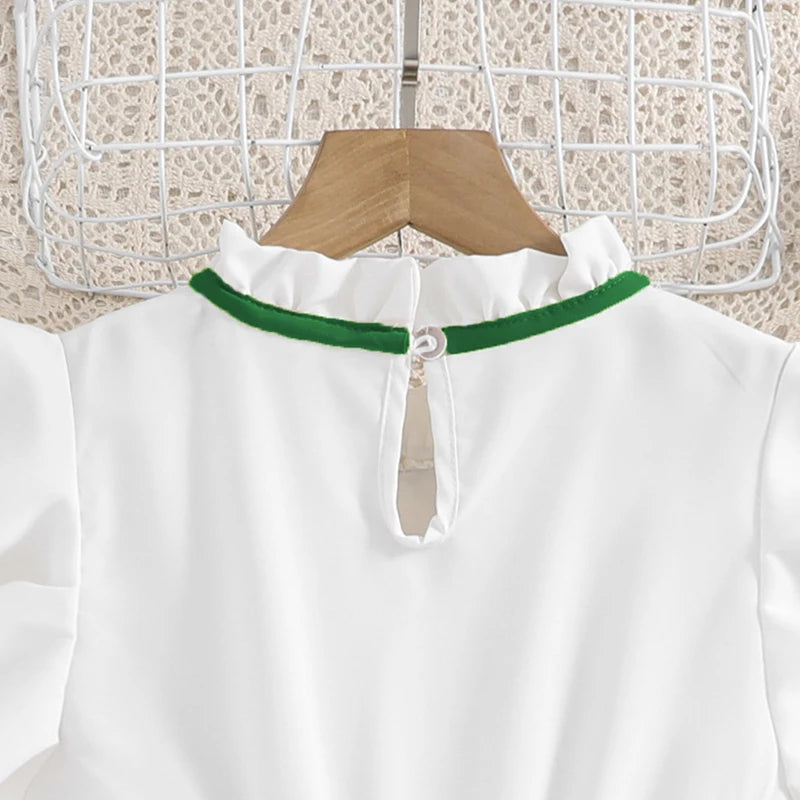 Emma Kids Dress for Girls with Pleated Skirt and Bow Tie