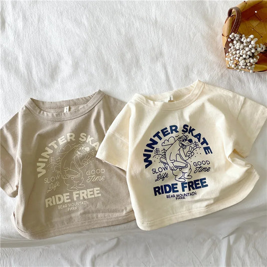 Ezra New Clothing Cartoon Letters Tees