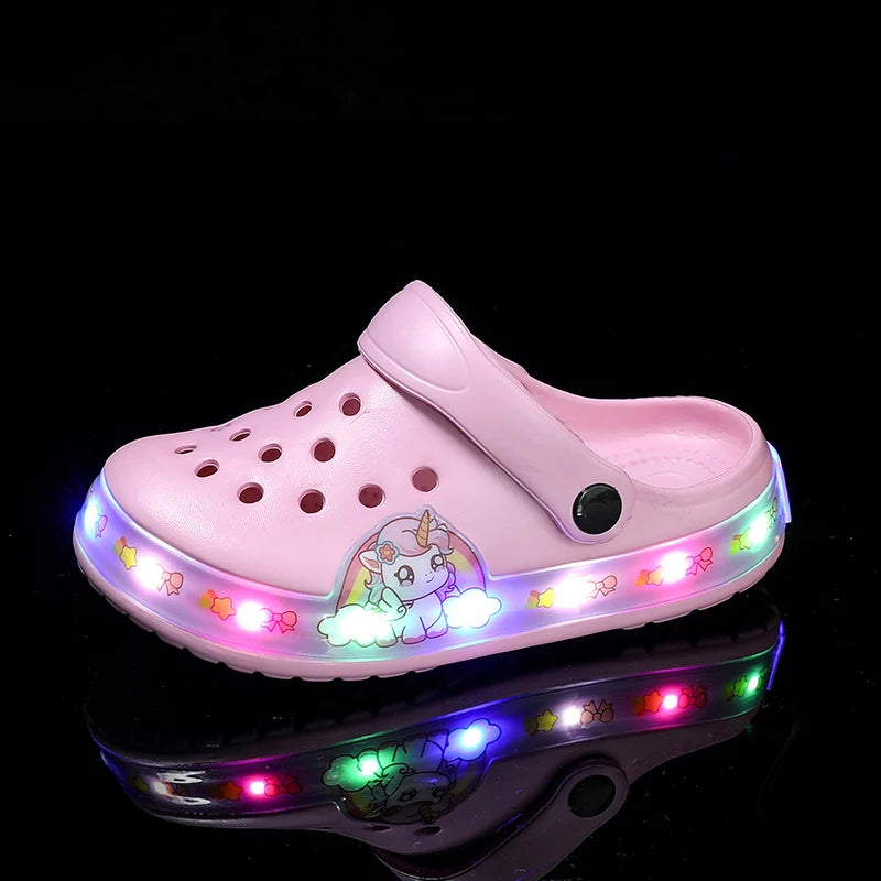 Pink Summer Kids Sandals with Cartoon Print