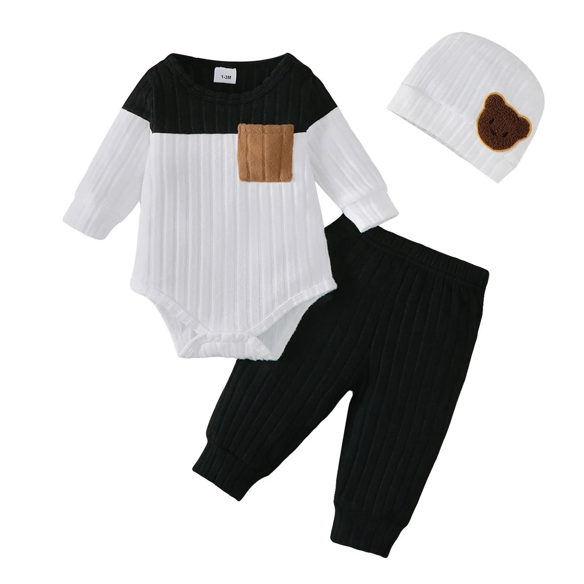 Boy Color Blocked Pants Set with Hat for Infants