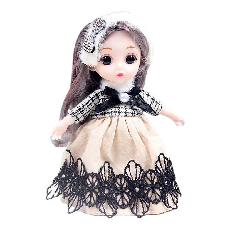 17CM Movable Joint Doll Girl Dress Up Dollhouse Makeup DIY Toys Cute Safety Baby 3D Doll Babies Toddler Princess Beautiful Gift