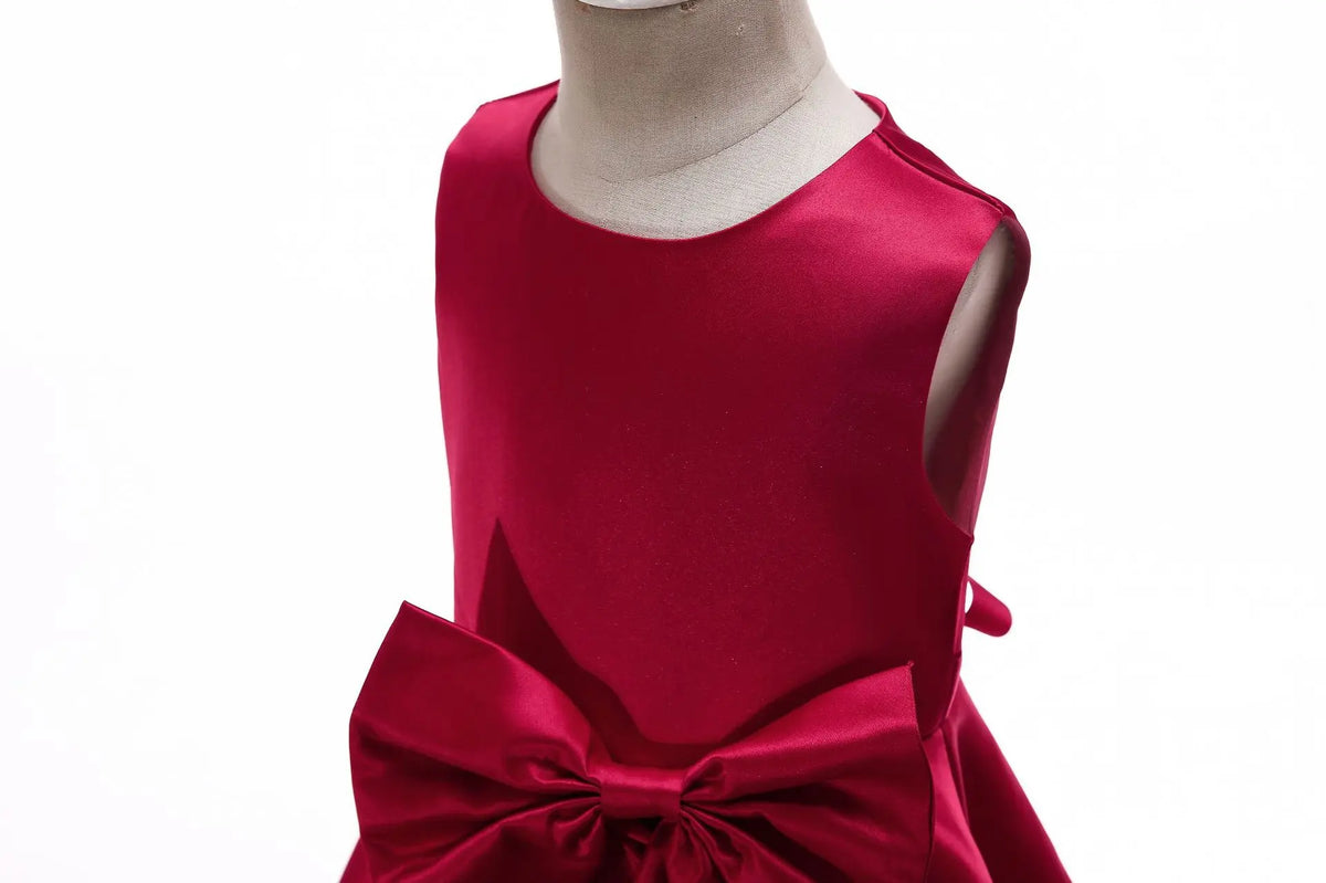 Young Kids Elegant Performance Dress For Teenager Girls Big Bow Princess Dresses