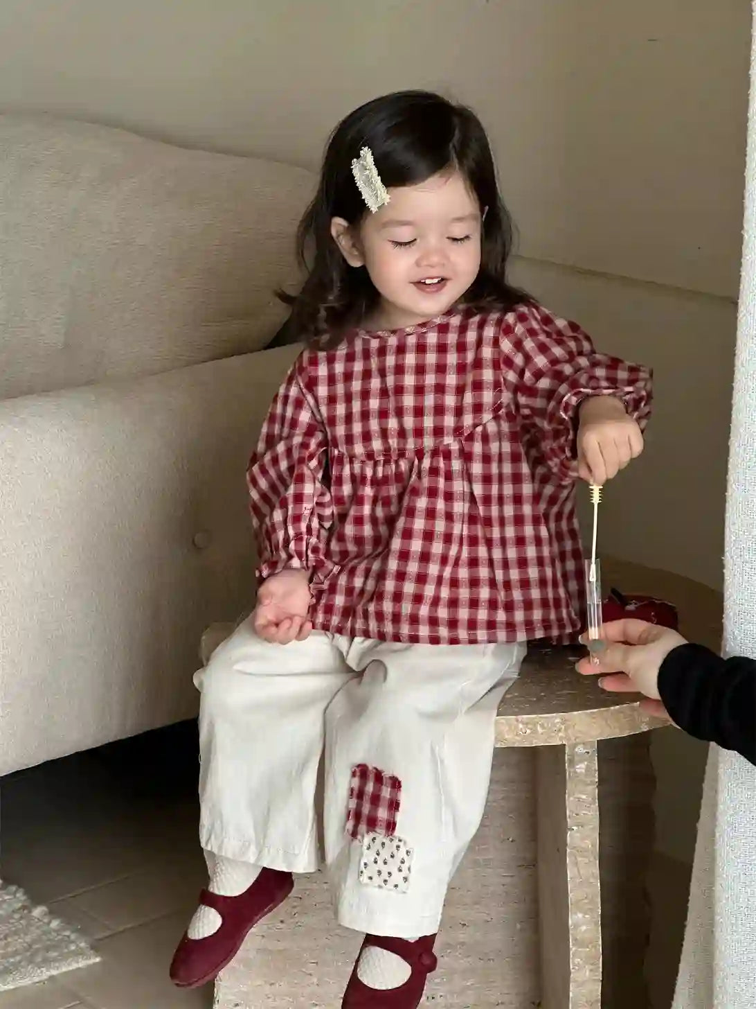 Valeria Cute Plaid Long Sleeve Shirts Tops