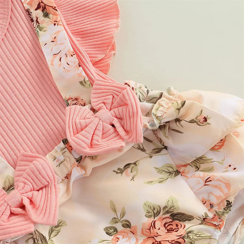 Kids Dress For 0-18 Months Cotton Ruffle Sleeve Cute Butterfly Floral Summer Dress