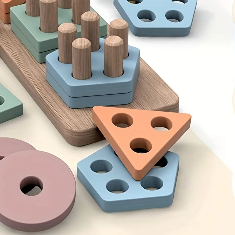Montessori Toys For 18+ Months Old - Toddlers Wooden Sorting And Stacking Toys For Baby Boys
