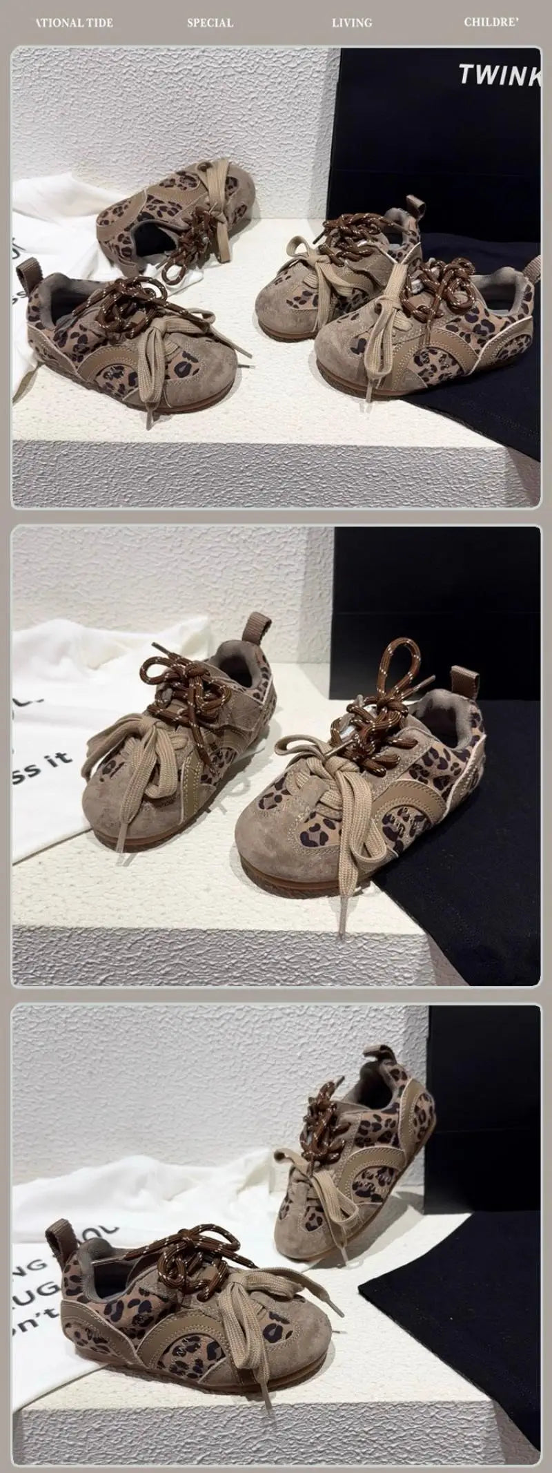 Girl Sneakers Spring Autumn Soft Sole Leopard Print Running Shoes
