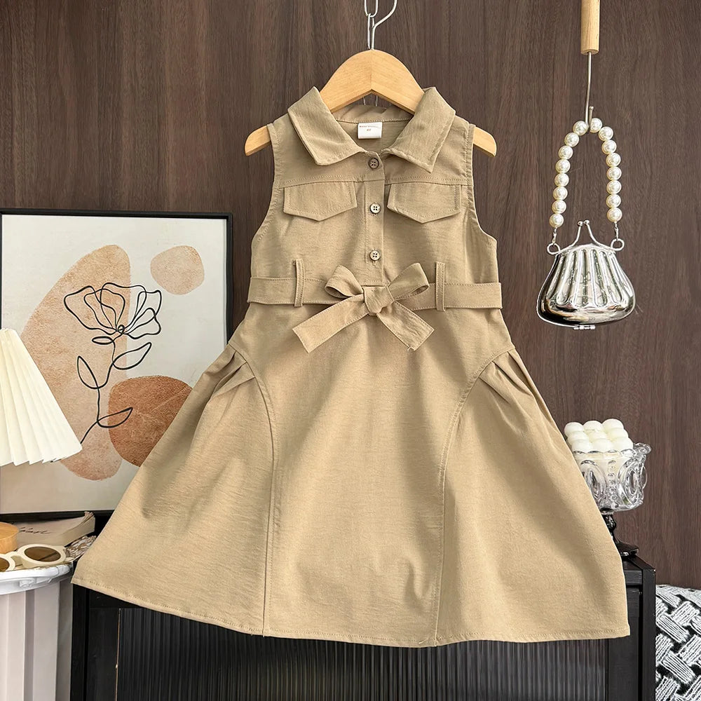 Bear Leader Fashion Girls Windbreak Dresses Summer Sleeveless Dress