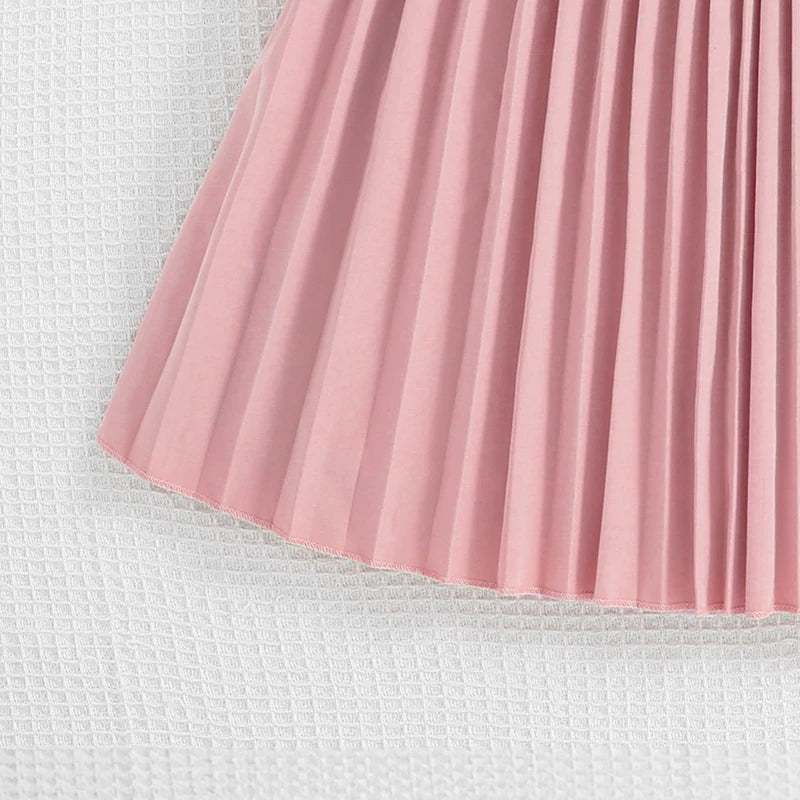 Emma Kids Dress for Girls with Pleated Skirt and Bow Tie