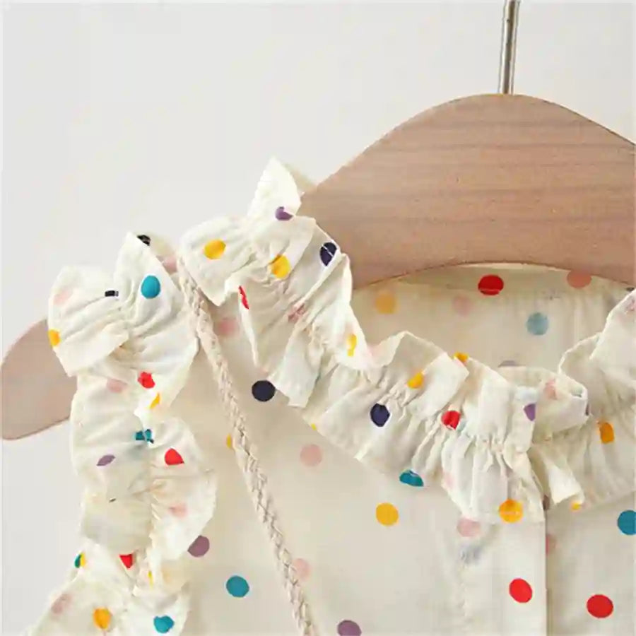 Cotton Dress for Baby Girl Heart Shaped Button Colorful Dress