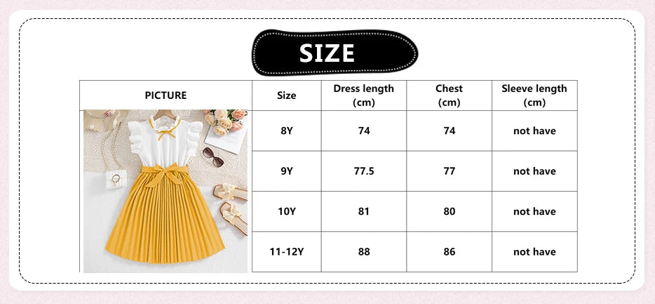 Emma Kids Dress for Girls with Pleated Skirt and Bow Tie