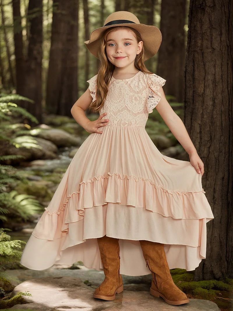 Flower Girls Dress Baby Kids Lace Dress Baby Kids Bohemia Elegant Princess Party