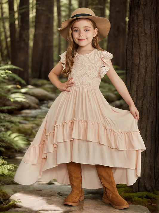 Flower Girls Dress Baby Kids Lace Dress Baby Kids Bohemia Elegant Princess Party
