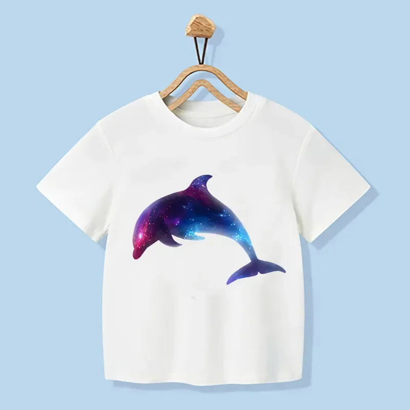 Joseph Whale Print Cartoon Kids Tees