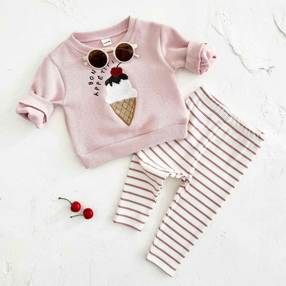 Victoria Cherry Ice Cream Stripe Set