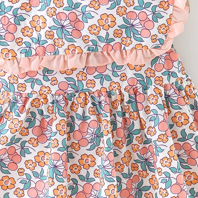 Skye Toddler Girls Floral Dress - Summer Navy Collar Style