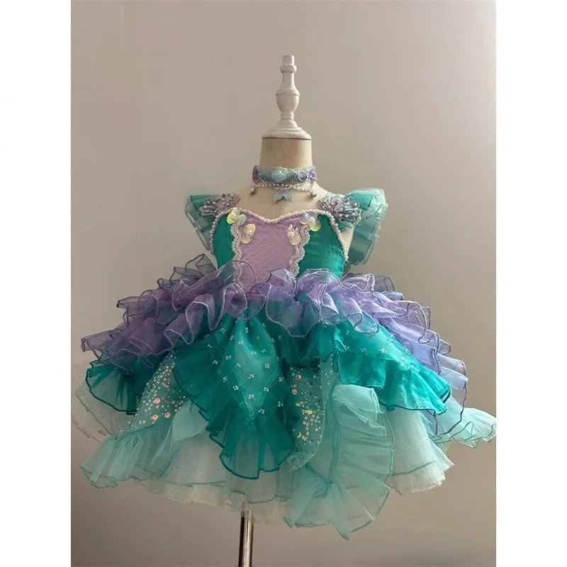 Girls' Mermaid - Style Flower Girl Dress, Popular Fairycore Tulle Gown Dress