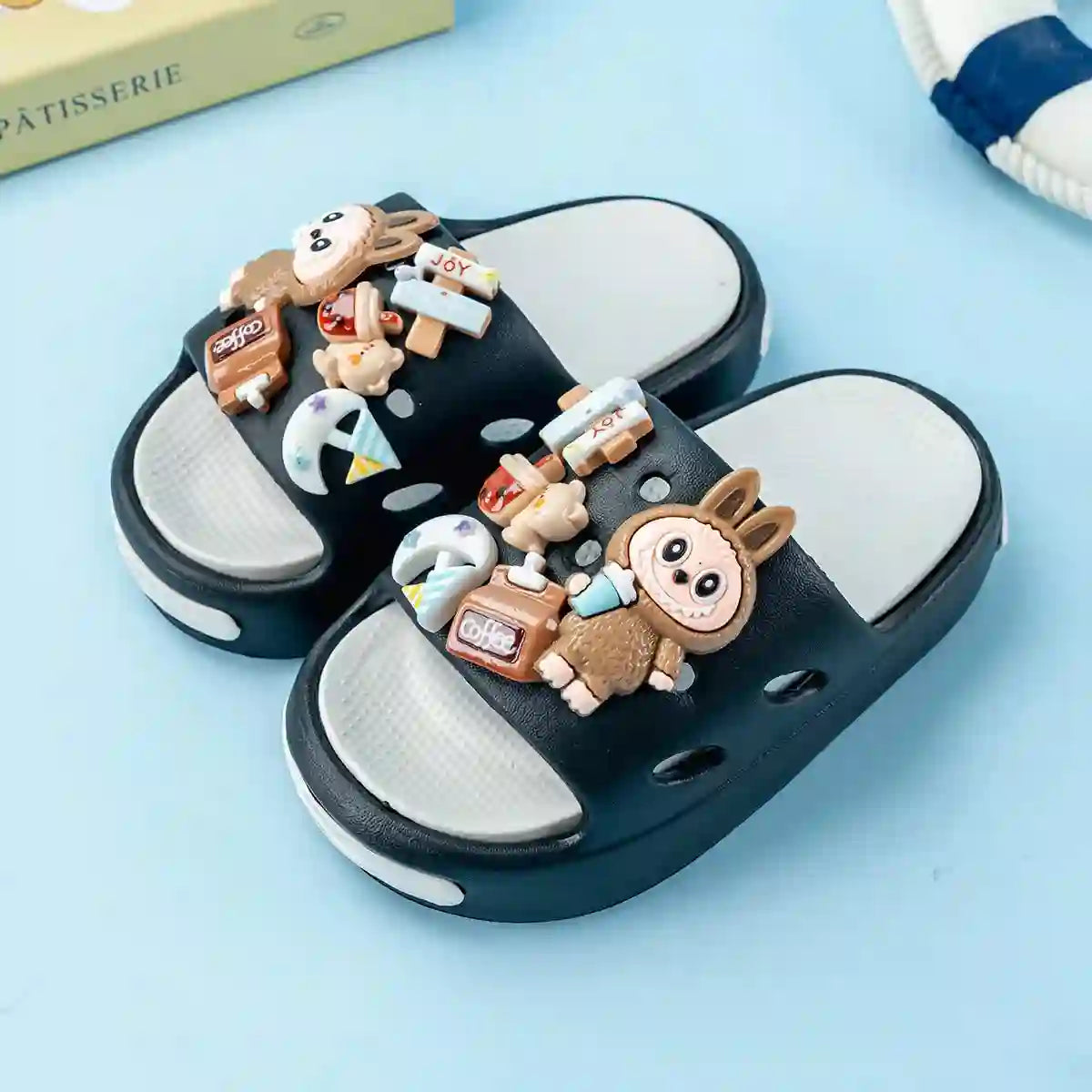 Cartoon Coffee-Themed Eva Slippers for Kids