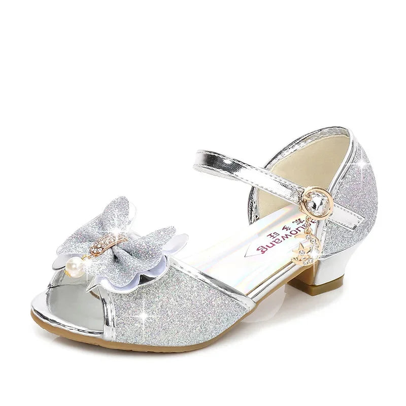 Girls Princess Shoes Summer Children High Heels Open-toe Party Wedding Toddlers Sandals