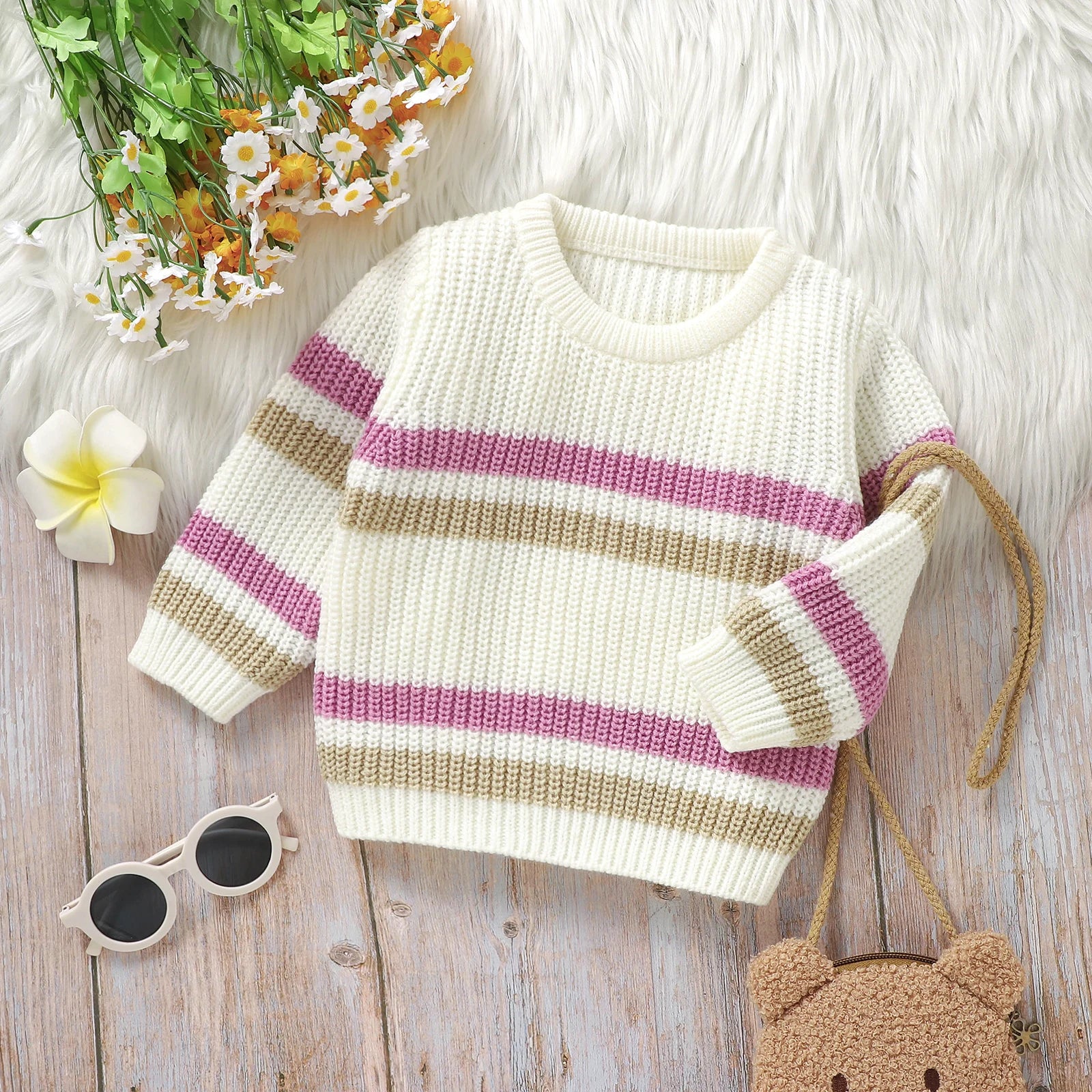 Will Knitted Warm Long Sleeve Stripe Sweater - GuGuTon baby store - Baby Fashion - Toddlers Outfits - Babies Outfits - Toddler Clothes - Kids Clothing - Newborn Clothes - Newborn Wear - Kids Wear - Trending Clothes - Trending Outfits - Fall Fashion - Winter Fashion - Girls Clothes - Boys Clothes - Babies Wear - Kids Accessories - KidsWear - Summer Clothes - Summer Fashion - Summer Trend - Falls Sweaters - Tops - Bottom - Jeans - Blouse - Dresses - Newborn Dresses - Toys