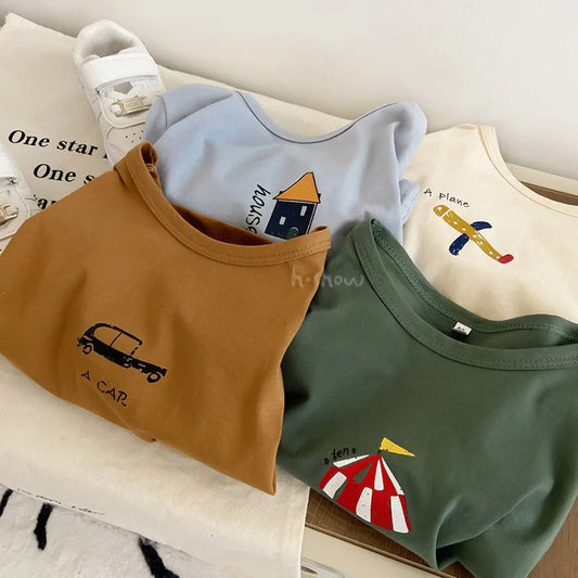 Antonella Baby Print Long Sleeve T-shirt Fashion Children Loose Kid Clothes
