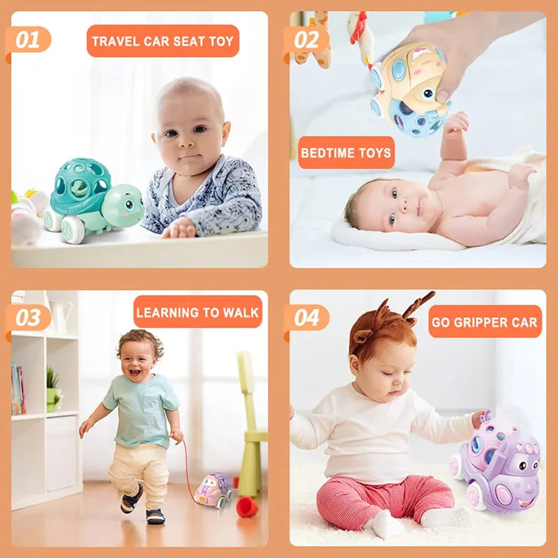 Baby Car Toys for 6 12 Months Friction Car Infant Soft Rubber Inertial Push and Go