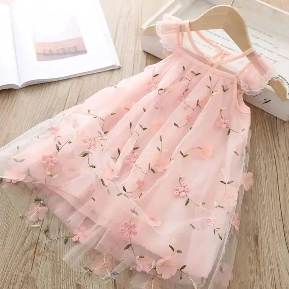 Girls Sweet Dresses Summer Baby Girl Princess Dress Lace Embroidery Design Flower Girl Dress
