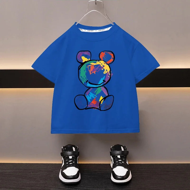 Enmanuel Bear Printed Short Sleeve Tees - GuGuTon baby store - Baby Fashion - Toddlers Outfits - Babies Outfits - Toddler Clothes - Kids Clothing - Newborn Clothes - Newborn Wear - Kids Wear - Trending Clothes - Trending Outfits - Fall Fashion - Winter Fashion - Girls Clothes - Boys Clothes - Babies Wear - Kids Accessories - KidsWear - Summer Clothes - Summer Fashion - Summer Trend - Falls Sweaters - Tops - Bottom - Jeans - Blouse - Dresses - Newborn Dresses - Toys