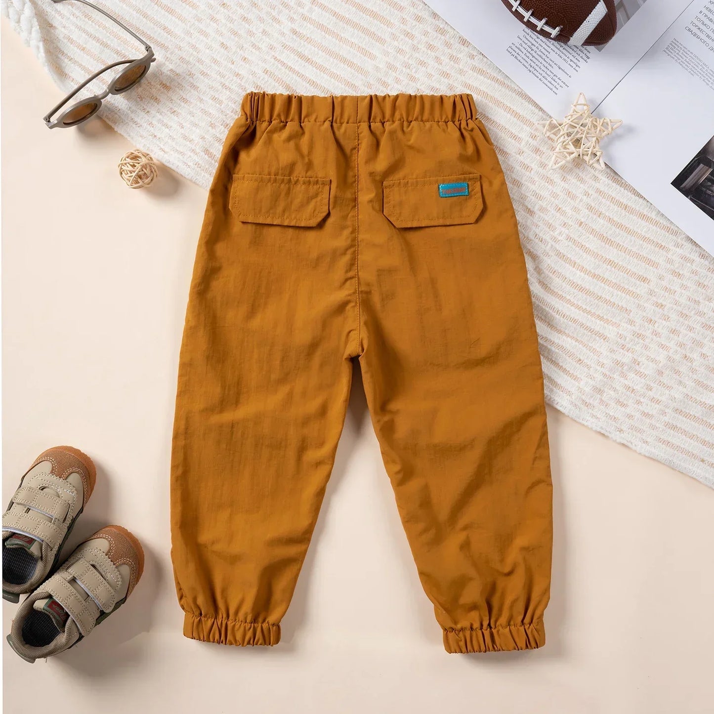 Ángel Fashion Cool Pants Boys Pockets Solid Nylon Trousers