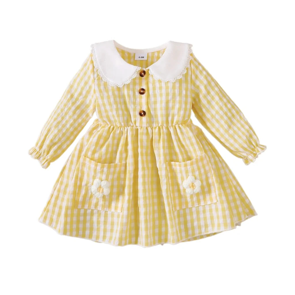 Baby Girl's Long Sleeved Dress Sweet Flower Decorated Princess Dress Baby  Autumn Costume Soft Dress for Toddlers 0-3 Years