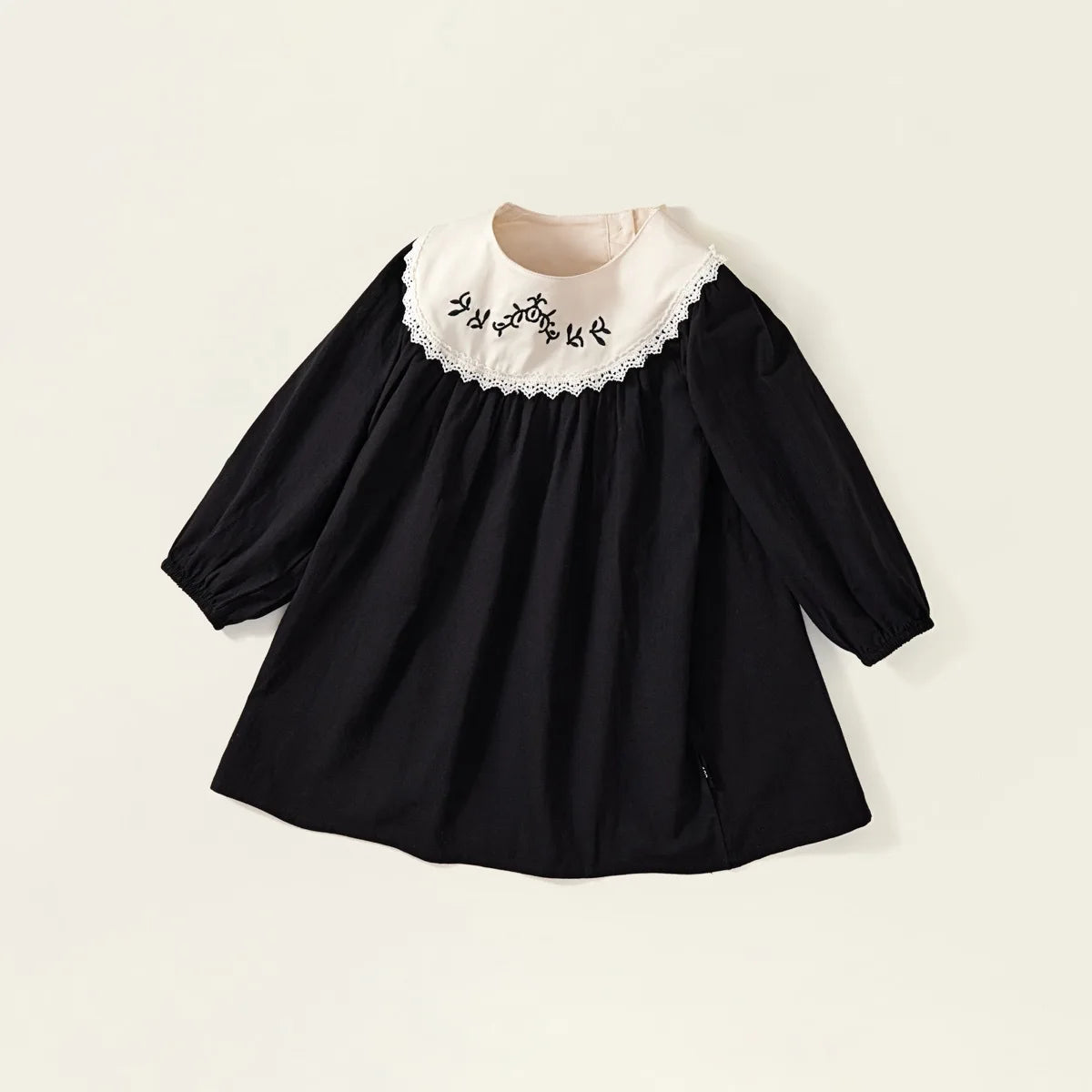 Toddler Girls Retro Dress Spring Autumn Cotton Lace Spliced Children Girls Dresses