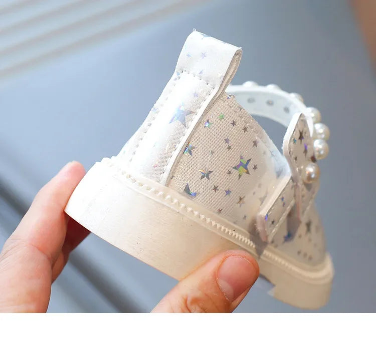 2025 Shoes NewGirls Leather Shoes for Party Wedding Kids Princess Rhinestones Shoes with Bow-knot Fashion Children