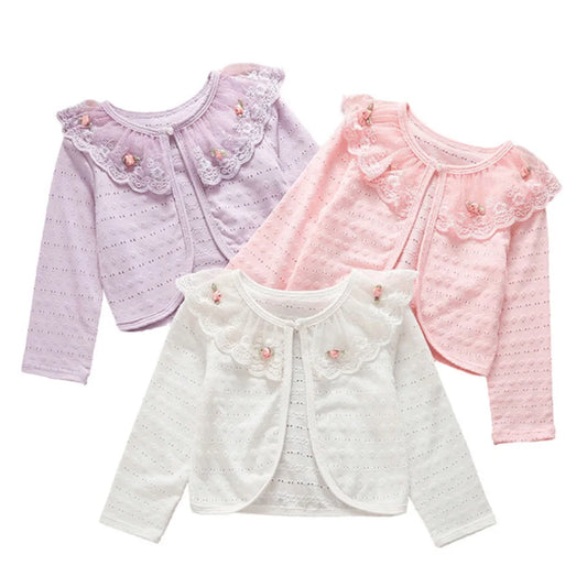 Naomi Jacket for Girls Lace Collar Flower Spring