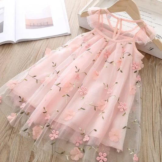 Girls Sweet Dresses Summer Baby Girl Princess Dress Lace Embroidery Design Flower Girl Dress