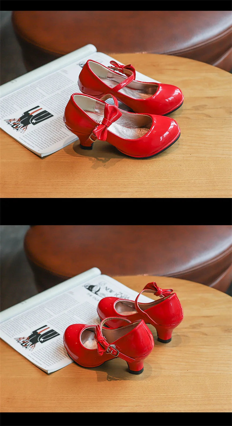 Girls Leather Shoes Autumn Bowtie Sandals 2023