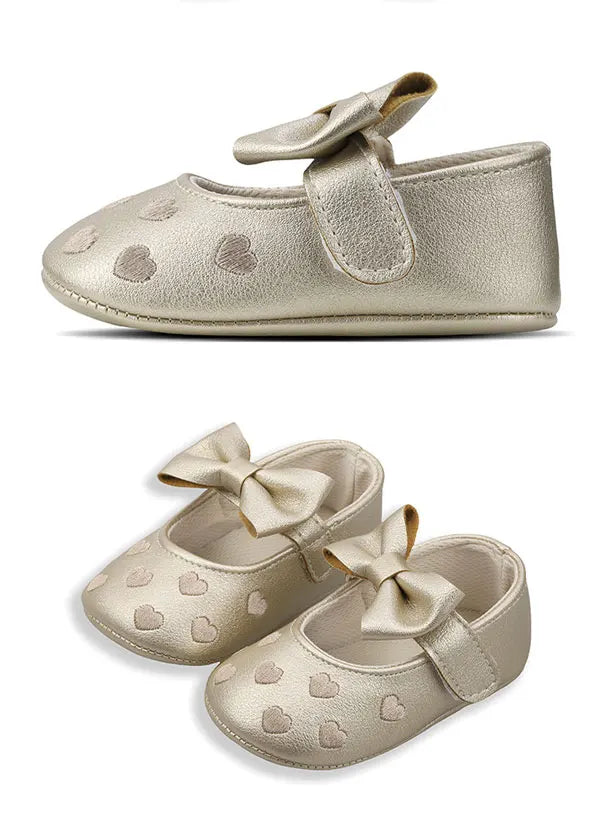 Baby Shoes Classic Dress Cute Bow-knot Heart Anti-slip Soft Sole
