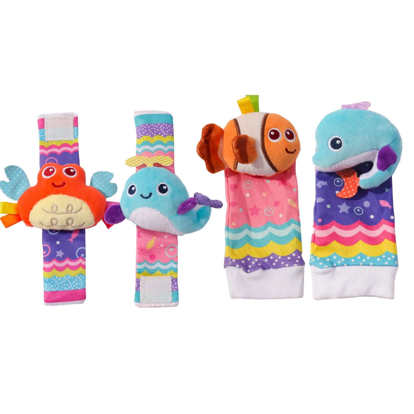 Baby Wrist Rattles Socks Newborn Animal Socks Infants Foot Finder 0-12 Months