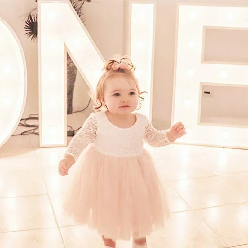 Elegant Festival Dress Lace Vacation Dress for Girls 6m To 12 Years Old