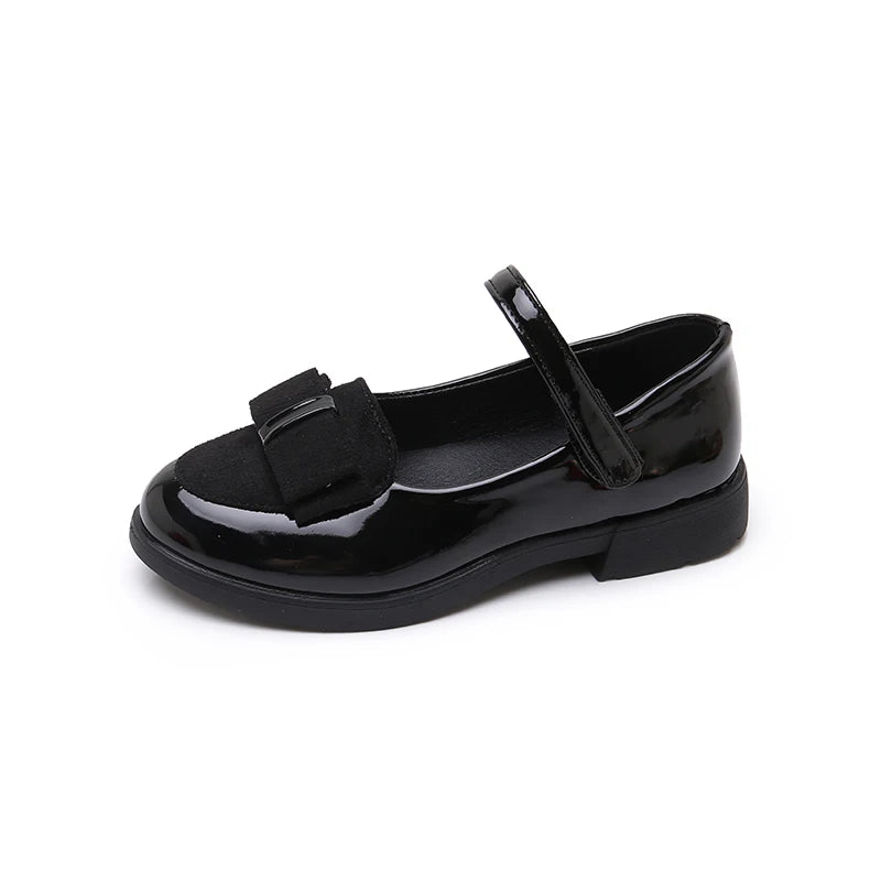 Girl's Leather Shoes Princess Dress Shoes for Kids Big Girls Casual Student Flats 2025 Spring/Autumn New Style Sweet with Bowtie