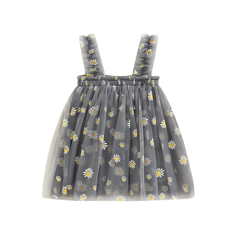 Toddler Dress Kids Girls Party 2023 Summer Sleeveless Daisy Floral Tutu Dress