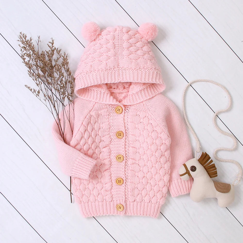 Giorgia Cardigan Spring Autumn Solid Fur Ball Baby Girls Tops