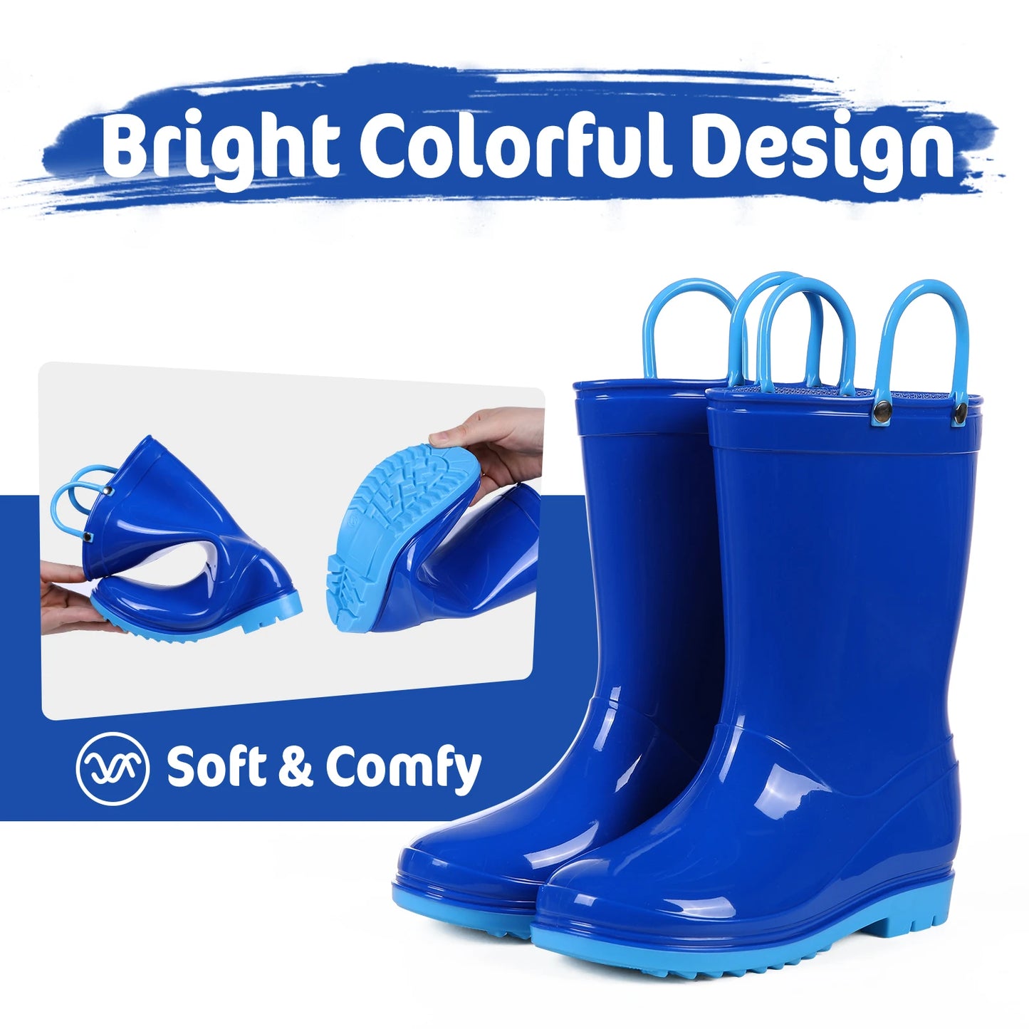 Jaden Evshine  Kids Rain Boots - Fun Dinosaur Unicorn Design