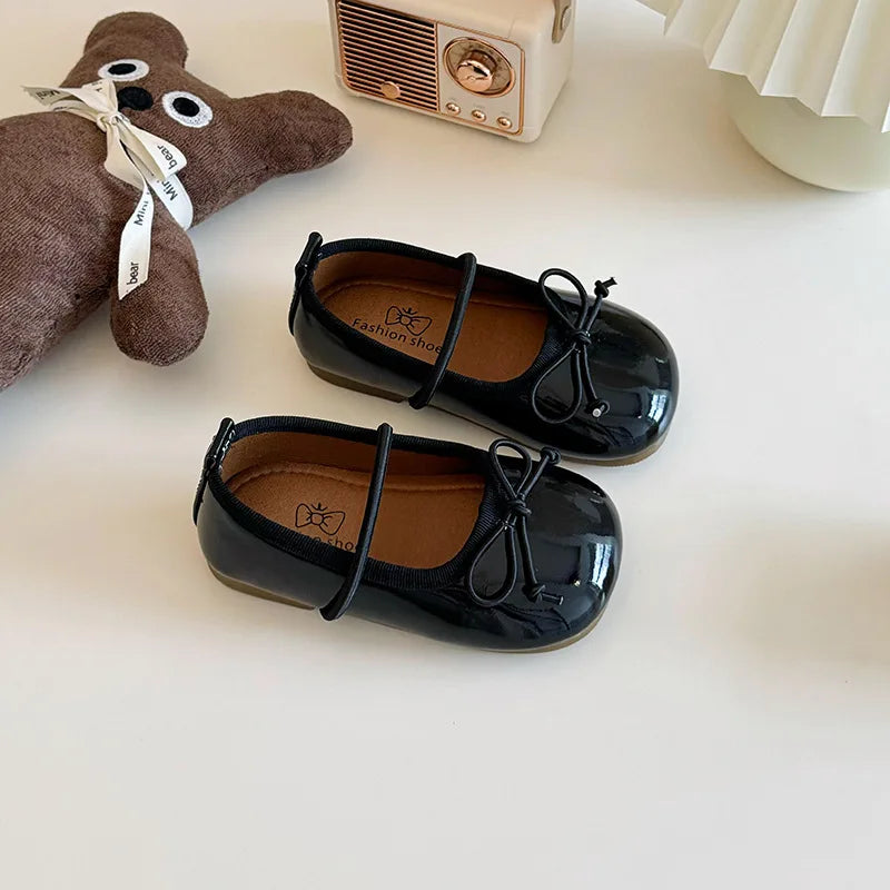 Girl Korean Version Mary Jane Slip-on Small Shoes 2024 Spring and Autumn New Soft Sole Bow Small Shoes